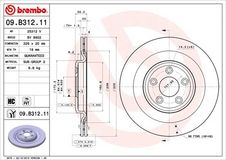 BREMBO Bremsscheibe 09.B312.11 Bremsscheiben,Scheibenbremsen JAGUAR,XF (_J05_, CC9),XJ Limousine (X350, X358),XF Sportbrake (X250)