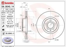 BREMBO Bremsscheibe 09.9540.11 Bremsscheiben,Scheibenbremsen AUDI,A6 Avant (4F5, C6),A6 Limousine (4F2, C6)