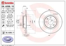 BREMBO Bremsscheibe 08.A268.11 Bremsscheiben,Scheibenbremsen RENAULT,DACIA,SMART,TWINGO I (C06_),TWINGO II (CN0_),TWINGO I Kasten (S06_)