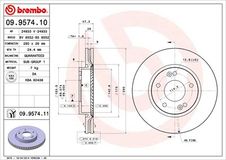 BREMBO Bremsscheibe 09.9574.11 Bremsscheiben,Scheibenbremsen HYUNDAI,KIA,TUCSON (JM),COUPE (GK),SONATA V (NF),TIBURON Coupe,SPORTAGE (JE_, KM_)