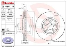 BREMBO Bremsscheibe 09.B311.11 Bremsscheiben,Scheibenbremsen JAGUAR,XF (_J05_, CC9),XJ Limousine (X350, X358),XF Sportbrake (X250),XK Coupe (X150)