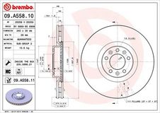 BREMBO Bremsscheibe 09.A558.11 Bremsscheiben,Scheibenbremsen PEUGEOT,CITROËN,508 SW I (8E_),508 I (8D_) Limousine,407 Coupe (6C_)