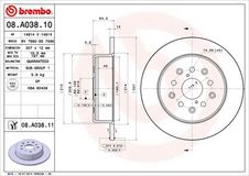 BREMBO Bremsscheibe 08.A038.11 Bremsscheiben,Scheibenbremsen TOYOTA,LEXUS,Altezza (_E1_),ALTEZZA GITA (SXE1_, GXE1_),IS I (JCE1_, GXE1_)