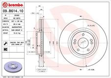 BREMBO Bremsscheibe 09.B614.10 Bremsscheiben,Scheibenbremsen HYUNDAI,KIA,SANTA FÉ II (CM),Santa Fé III (DM),Grand Santa Fé (DM),Santa Fé IV (TM)