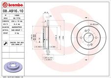 BREMBO Bremsscheibe 08.A916.10 Bremsscheiben,Scheibenbremsen HYUNDAI,KIA,i10 (PA),Picanto (SA),PICANTO (TA),PICANTO (JA)