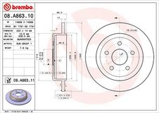 BREMBO Bremsscheibe 08.A863.11 Bremsscheiben,Scheibenbremsen JEEP,GRAND CHEROKEE III (WH, WK),Commander (XK, XH)