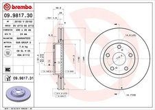 BREMBO Bremsscheibe 09.9817.31 Bremsscheiben,Scheibenbremsen TOYOTA,AVENSIS Kombi (T25),AVENSIS (T25_),AVENSIS Stufenheck (T25)