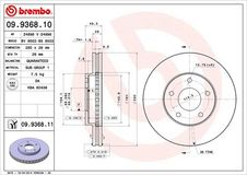 BREMBO Bremsscheibe 09.9368.11 Bremsscheiben,Scheibenbremsen NISSAN,X-TRAIL (T30),ALMERA TINO (V10),PRIMERA Kombi (WP12),PRIMERA (P12)