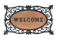 Nostalgische Fussmatte "Welcome" Fussabtreter Gummi / Kokos 45x75cm