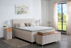 Boxspringbett Leopold, 160x200 cm, beige, Härtegrad H2, H3, H4 wählbar