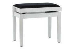 Markstein Klavierbank DELUXE weiß matt, Sitzbezug schwarz, verstellbar