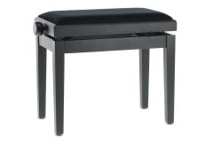 Markstein Klavierbank DELUXE schwarz matt, Sitzbezug schwarz, verstellbar