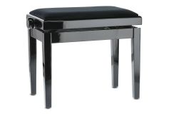 Markstein Klavierbank DELUXE schwarz poliert, Sitzbezug schwarz, verstellbar