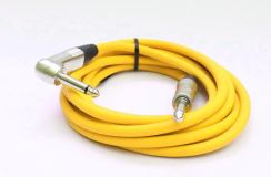 Gitarrenkabel 6,3mm Winkelklinke/Klinke, Mono, Neutrik, 3 Meter, gelb