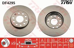 TRW Bremsscheibe DF4295 Bremsscheiben,Scheibenbremsen VW,AUDI,SKODA,Golf V Schrägheck (1K1),TOURAN (1T1, 1T2),GOLF VI (5K1)