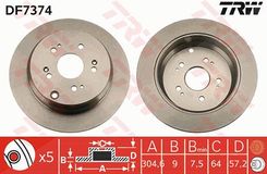 TRW Bremsscheibe DF7374 Bremsscheiben,Scheibenbremsen HONDA,CR-V III (RE),CR-V II (RD_),CR-V IV (RM_),Odyssey (RC1, RC2, RC4)