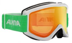 Alpina Smash 2.0 Multi Mirror Skibrille (811 weiß/grün, Scheibe: MULTIMIROR, orange)