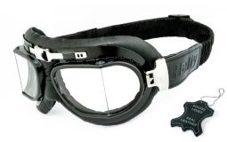 Echtes Leder | Motorradbrille | winddicht | Chopper  | retro, Individuell einstellbares Band, Sehr großes Sichtfeld, HLT® Qualitätsgläser für verzerrungsfreies & präzises Sehen, UV400 Schutzfilter für