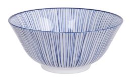 Blau / Weiße Schalen Linien - Nippon Blau - 15,2 x 6,7 cm 500 ml