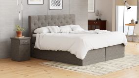 Boxspringbett Helena, 200x200 cm, grau, Härtegrad H2, H3, H4 wählbar