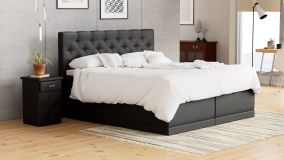 Boxspringbett Helena, 120x200 cm, schwarz, Härtegrad H2, H3, H4 wählbar