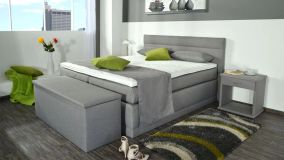 Boxspringbett Hanna, 180x200 cm, grau, Härtegrad H2, H3, H4 wählbar