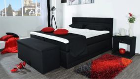 Boxspringbett Hanna, 140x200 cm, schwarz, Härtegrad H2, H3, H4 wählbar