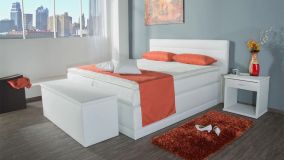 Boxspringbett Hanna, 140x200 cm, weiß, Härtegrad H2, H3, H4 wählbar