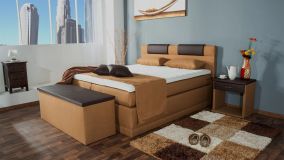 Boxspringbett Piano, 140x200 cm, beige, Härtegrad H2, H3, H4 wählbar