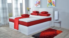 Boxspringbett Maximus, 140x200 cm, weiß, Härtegrad H2, H3, H4 wählbar