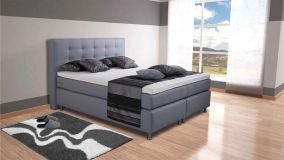 Boxspringbett Phönix, 120x200 cm, grau, Härtegrad H2, H3, H4 wählbar