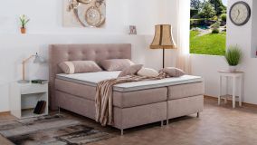 Boxspringbett Phönix, 180x200 cm, beige, Härtegrad H2, H3, H4 wählbar