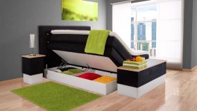 Boxspringbett Sophie mit Bettkasten, 200x200 cm, schwarz, Härtegrad H2, H3, H4 wählbar