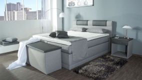 Boxspringbett Piano, 160x200 cm, grau, Härtegrad H2, H3, H4 wählbar
