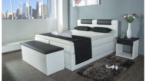 Boxspringbett Piano, 180x200 cm, weiß, Härtegrad H2, H3, H4 wählbar