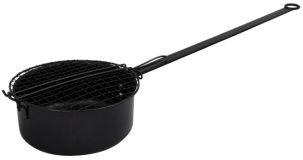 Popcornpfanne für Grill Feuerkorb & Lagerfeuer BBQ Pfanne Eisen Schwarz