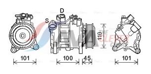 AVA QUALITY COOLING Kompressor, Klimaanlage BWAK499 12V für BMW 64529223694 64506805070 9225703