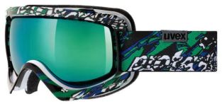 uvex Skibrille Sioux CF Colorfusion (1726 white/black/green, spheric double lens, litemirror green (S3))