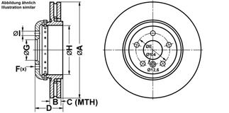 ATE Bremsscheibe 24.0124-0233.2 Bremsscheiben,Scheibenbremsen BMW,5 Touring (F11),5 Limousine (F10),7 (F01, F02, F03, F04),5 GT (F07)