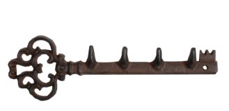 Schlüsselhalter Hakenleiste Schlüssel Schlüsselhänger Gusseisen Braun Antik-Stil