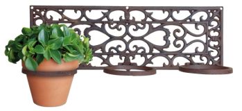 Blumentopfhalter 3er Gusseisen Antik-Braun Pflanzenhalter Wandtopfhalter