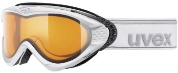 uvex Skibrille Onyx (1129 white mat, double lens, gold lite S1)