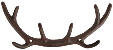 Wandgarderobe Geweih Garderobenhaken Hirsch Rustikal Gusseisen Antik-Stil Braun