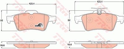 TRW Bremsbelagsatz GDB1621 Bremsbeläge,Bremsklötze OPEL,RENAULT,PEUGEOT,Vectra C Caravan (Z02),Signum CC (Z03),Vectra C Limousine (Z02)