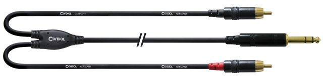 Cordial CFY 1,5 VCC 1,5m, 6,3 mm Stereo Klinke2x Cinch male Insertkabel