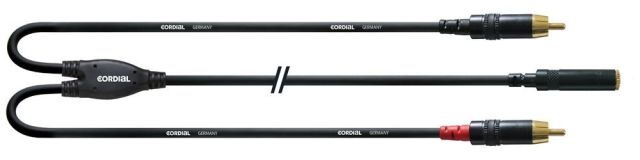 Cordial CFY 0,3 YCC 0,3m, 3,5 mm Stereokupplung 2x Cinchstecker Y-Adapter