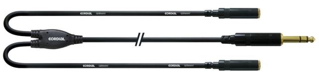 Cordial CFY 0,3 VYY 0,3m, 6,3mm Stereostecker 2x 3,5mm Stereoklinkenbuchse