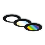 RGB-CCT LED Einbauleuchten-Set, Ø9,2 cm, 3x LED, 4,8 W, 450 lm, schwarz
