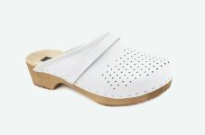Cloque »Leder Schweden Holz Clogs in weiß Holzschuhe Pantoletten Sandalen« Hausschuh Outdoor & Garten
