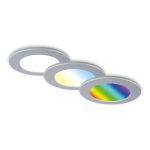 RGB-CCT LED Einbauleuchten-Set, Ø9,2 cm, 3x LED, 4,8 W, 450 lm, chrom-matt